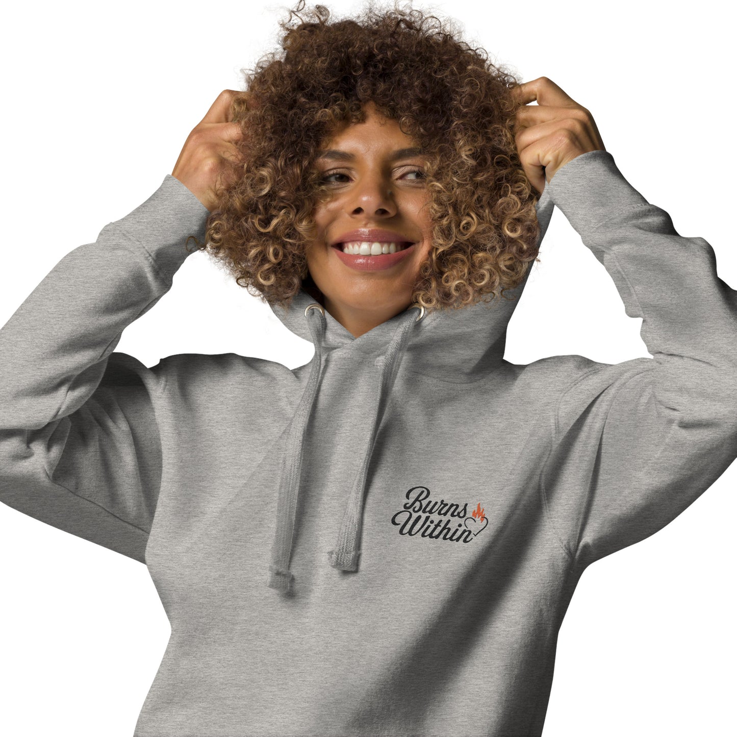 Burns Within Flaming Heart Embroidered Unisex Hoodie