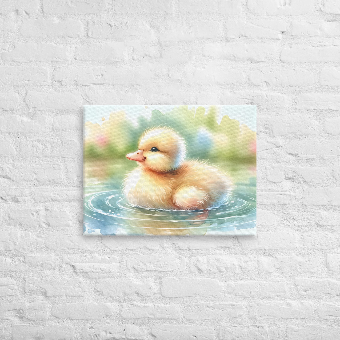 Baby Duck Duckling in Watercolors Print on Canvas