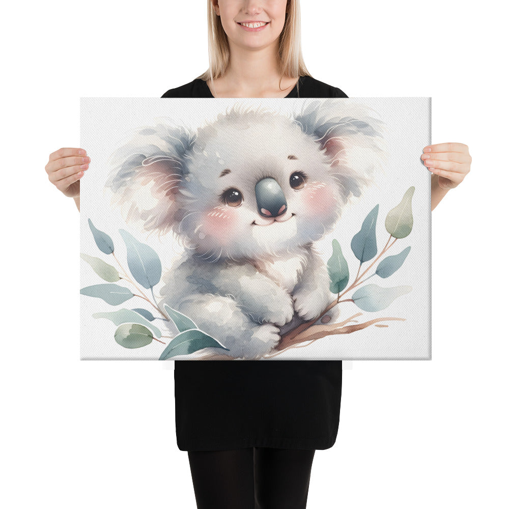 Baby Koala in Watercolors Canvas Print