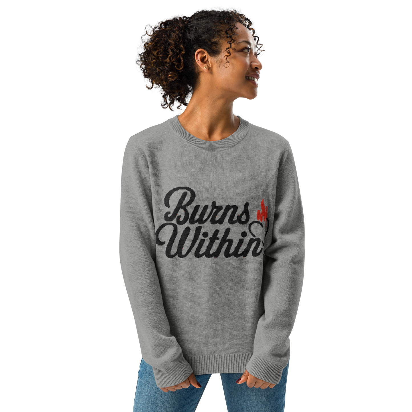 Burns Within Flaming Heart Big Logo Knitted Crew Neck Sweater