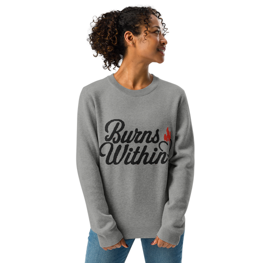 Burns Within Flaming Heart Big Logo Knitted Crew Neck Sweater