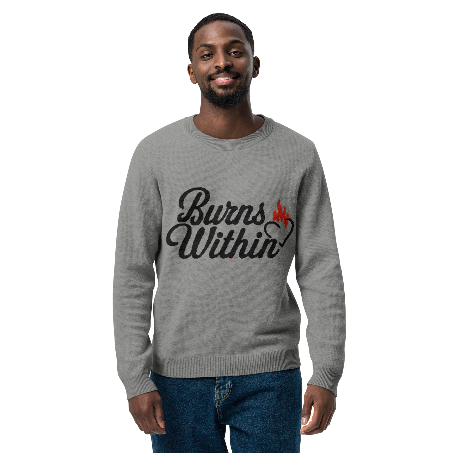 Burns Within Flaming Heart Big Logo Knitted Crew Neck Sweater