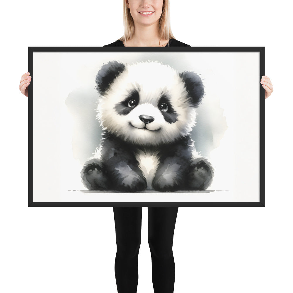 Baby Panda in Watercolors Framed Matte Paper Poster