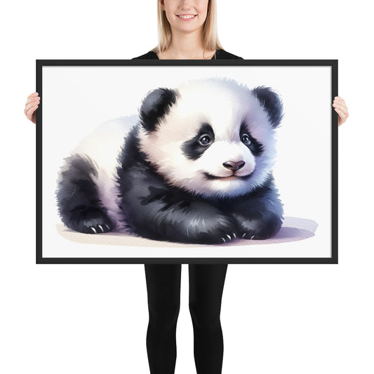 Baby Panda in Watercolors Framed Poster Var2