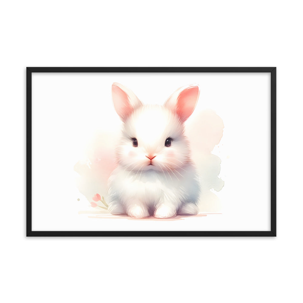 Baby Rabbit Bunny in Watercolors Framed Poster