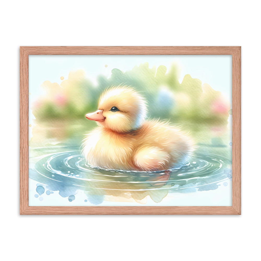 Baby Duck Duckling in Watercolors Framed Poster