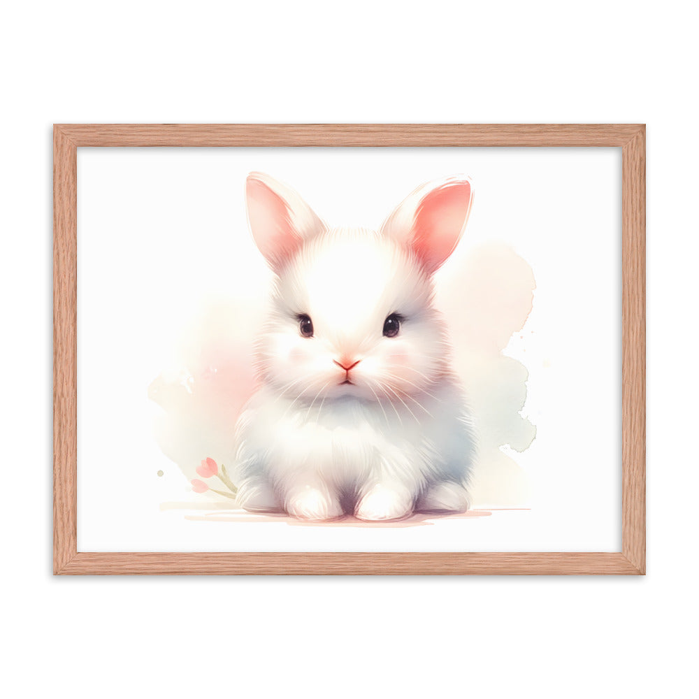 Baby Rabbit Bunny in Watercolors Framed Poster