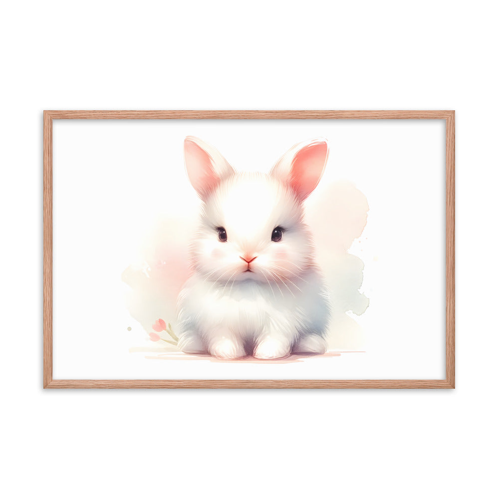 Baby Rabbit Bunny in Watercolors Framed Poster