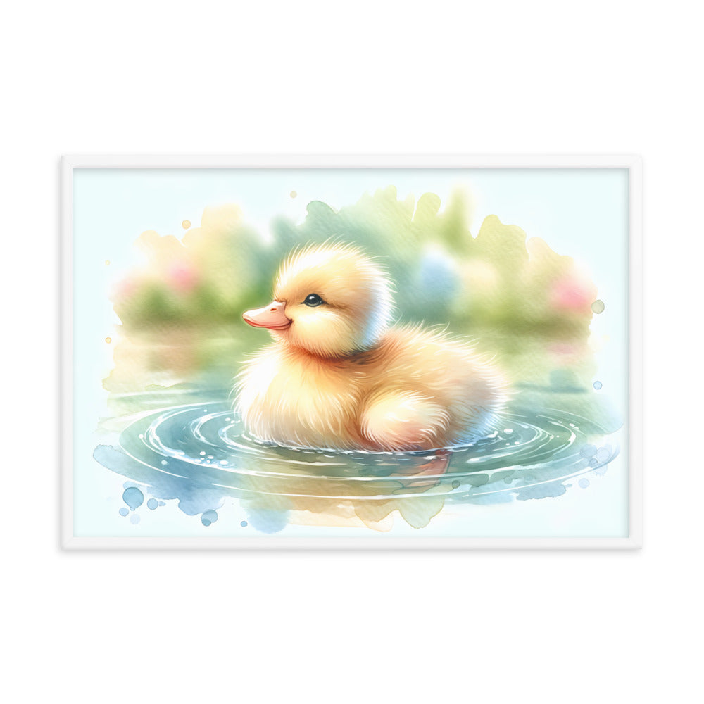 Baby Duck Duckling in Watercolors Framed Poster