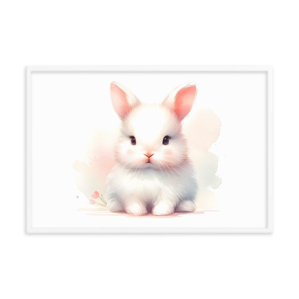 Baby Rabbit Bunny in Watercolors Framed Poster