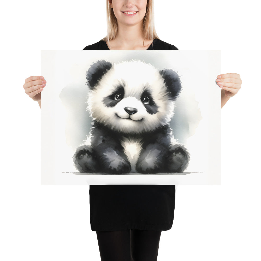 Baby Panda in Watercolors Poster