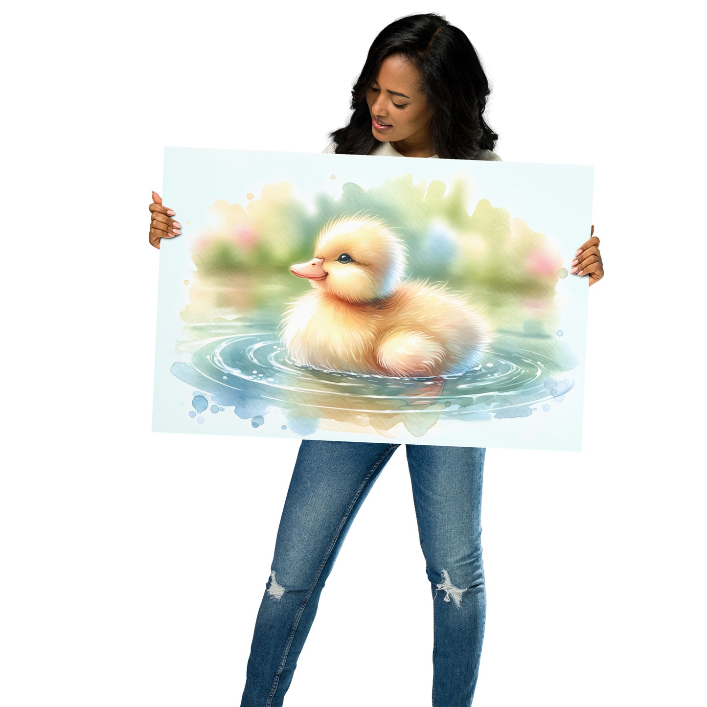 Baby Duck Duckling in Watercolors Poster