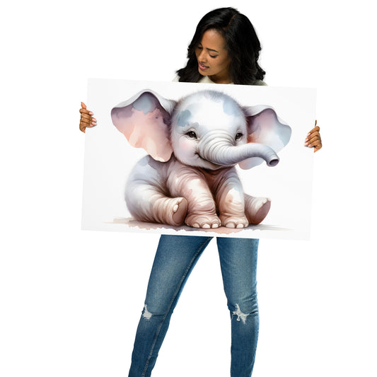 Baby Elephant in Watercolors Poster Var1