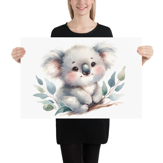 Baby Koala in Watercolors Poster Var2