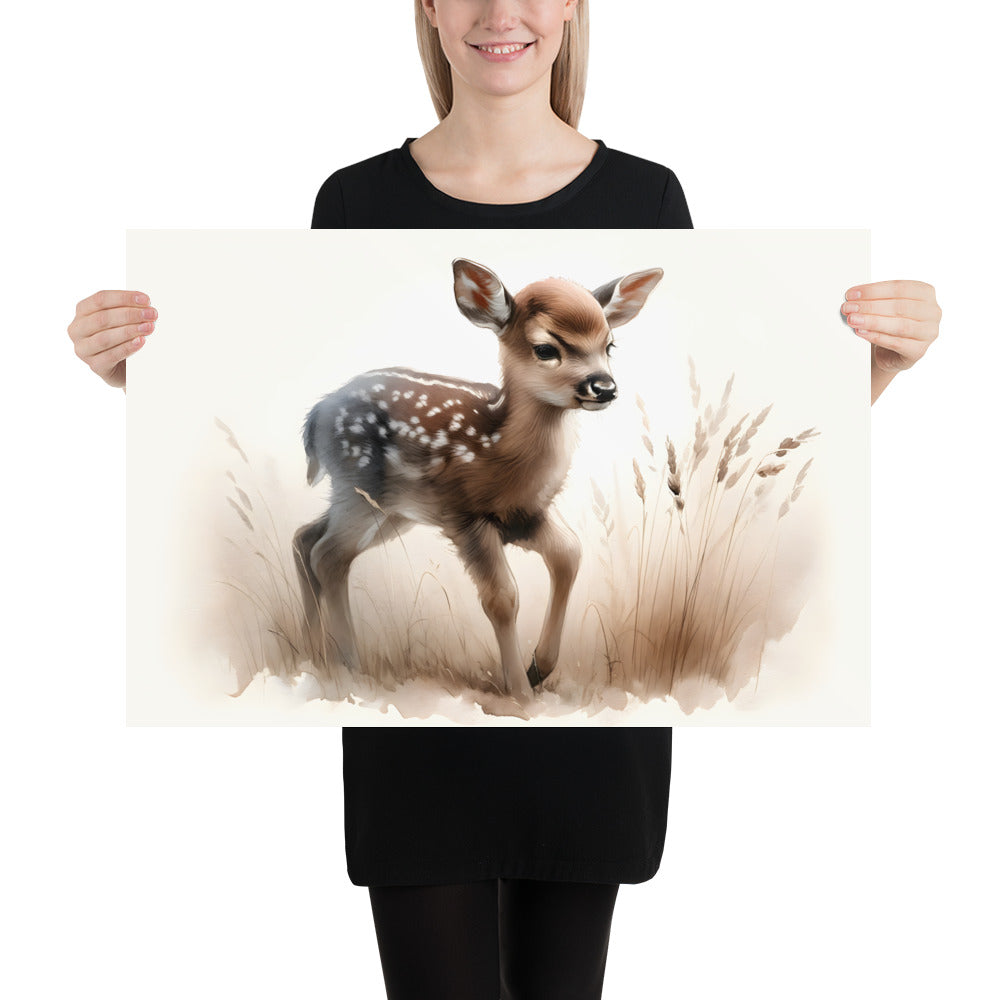 Baby Deer Fawn in Watercolors Poster