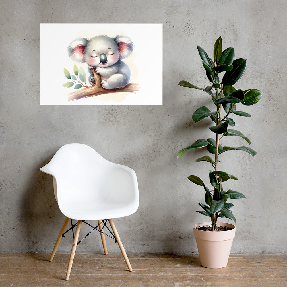 Baby Koala in Watercolors Poster