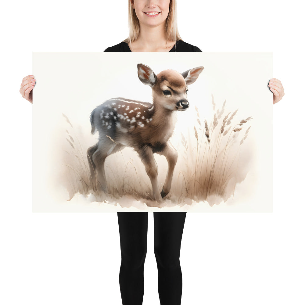 Baby Deer Fawn in Watercolors Poster