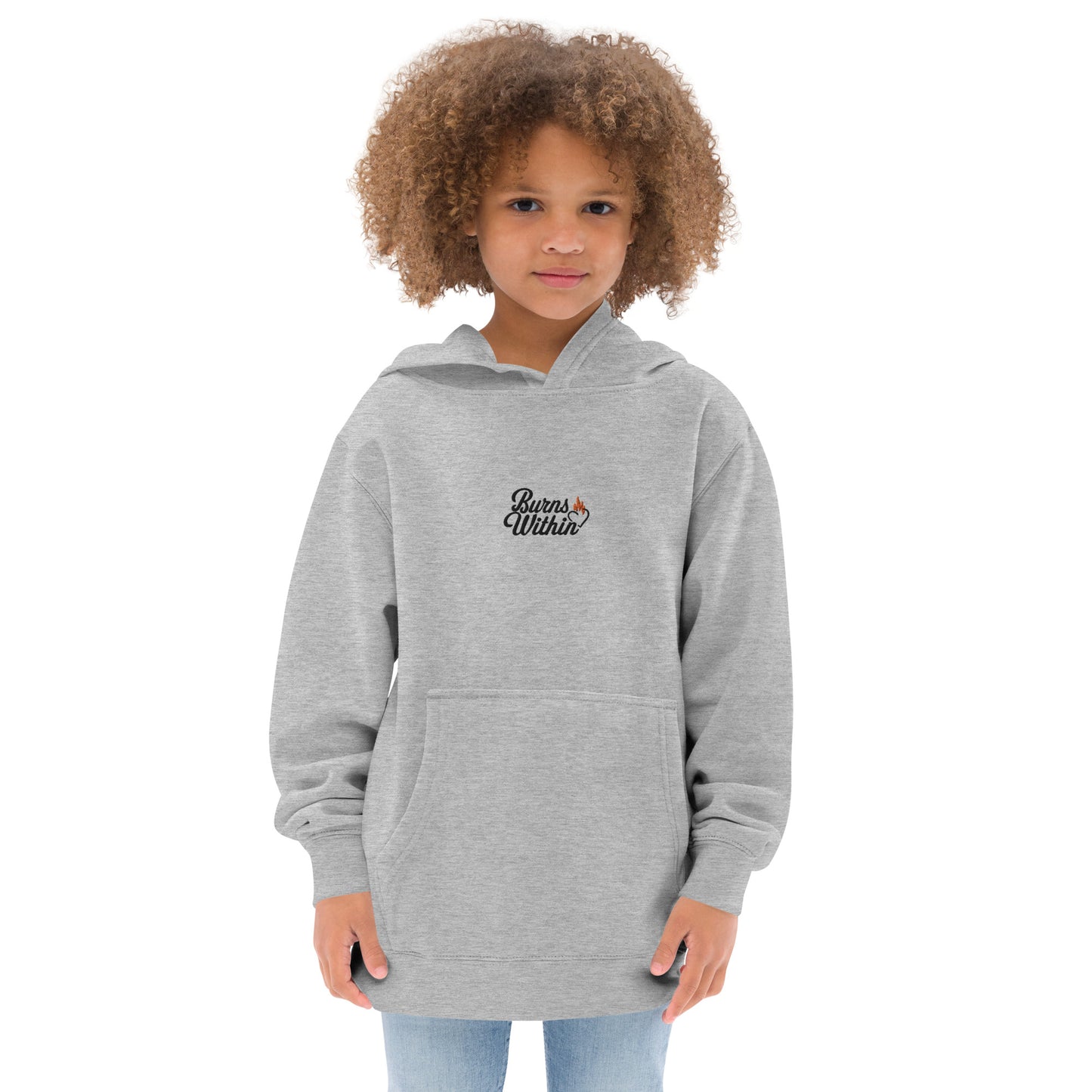 Burns Within Flaming Heart Embroidered Kids fleece hoodie