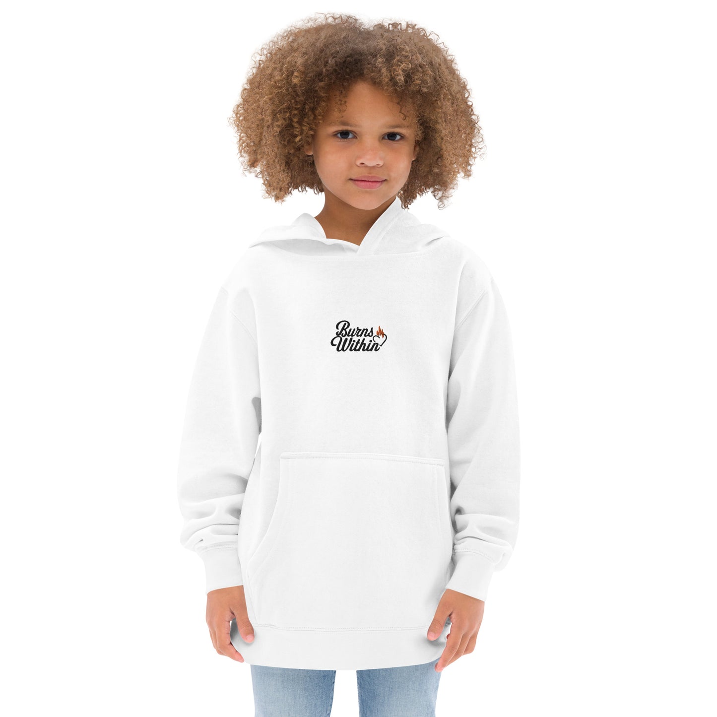 Burns Within Flaming Heart Embroidered Kids fleece hoodie