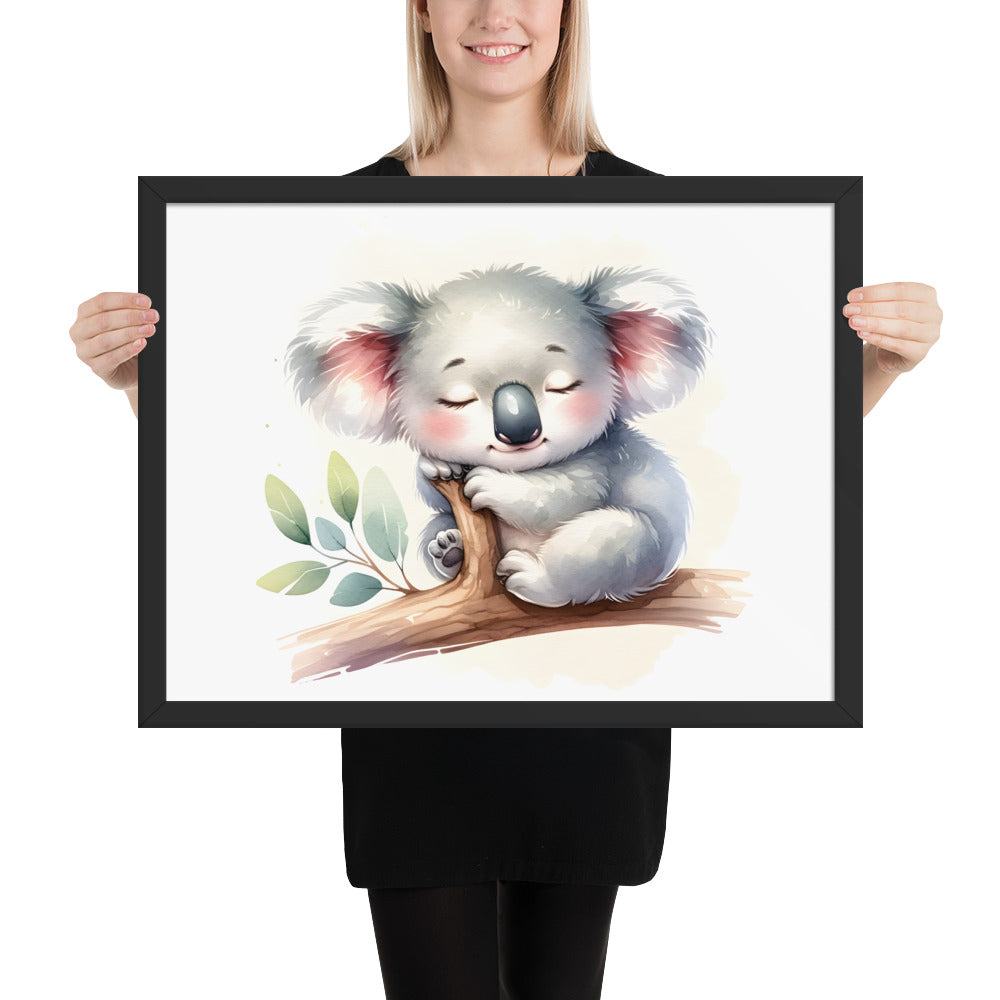 Baby Koala in Watercolors Framed Photo Paper Poster