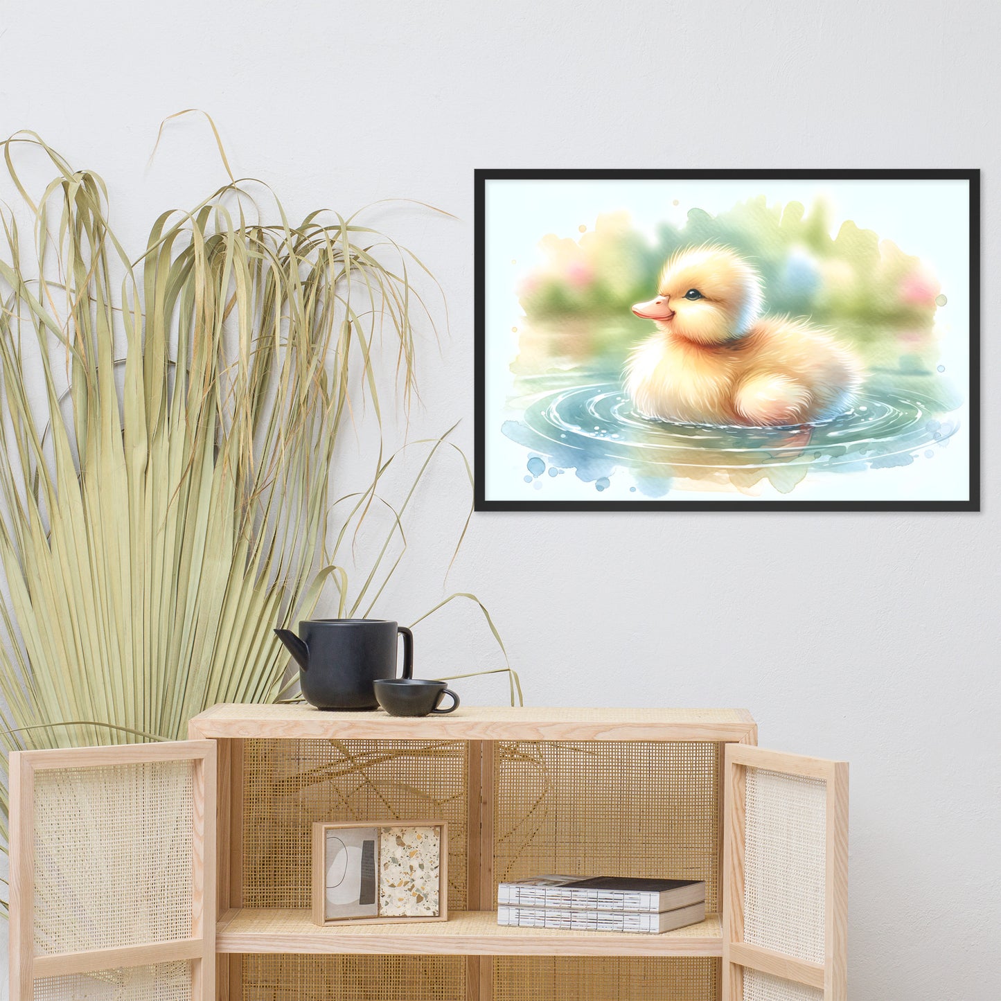 Baby Duck Duckling in Watercolors Framed Photo Paper Poster