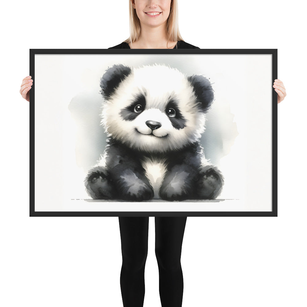 Baby Panda in Watercolors Framed Photo Paper Poster