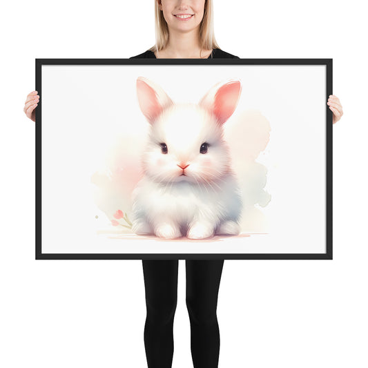 Baby Rabbit Bunny in Watercolors Framed Photo Paper Poster