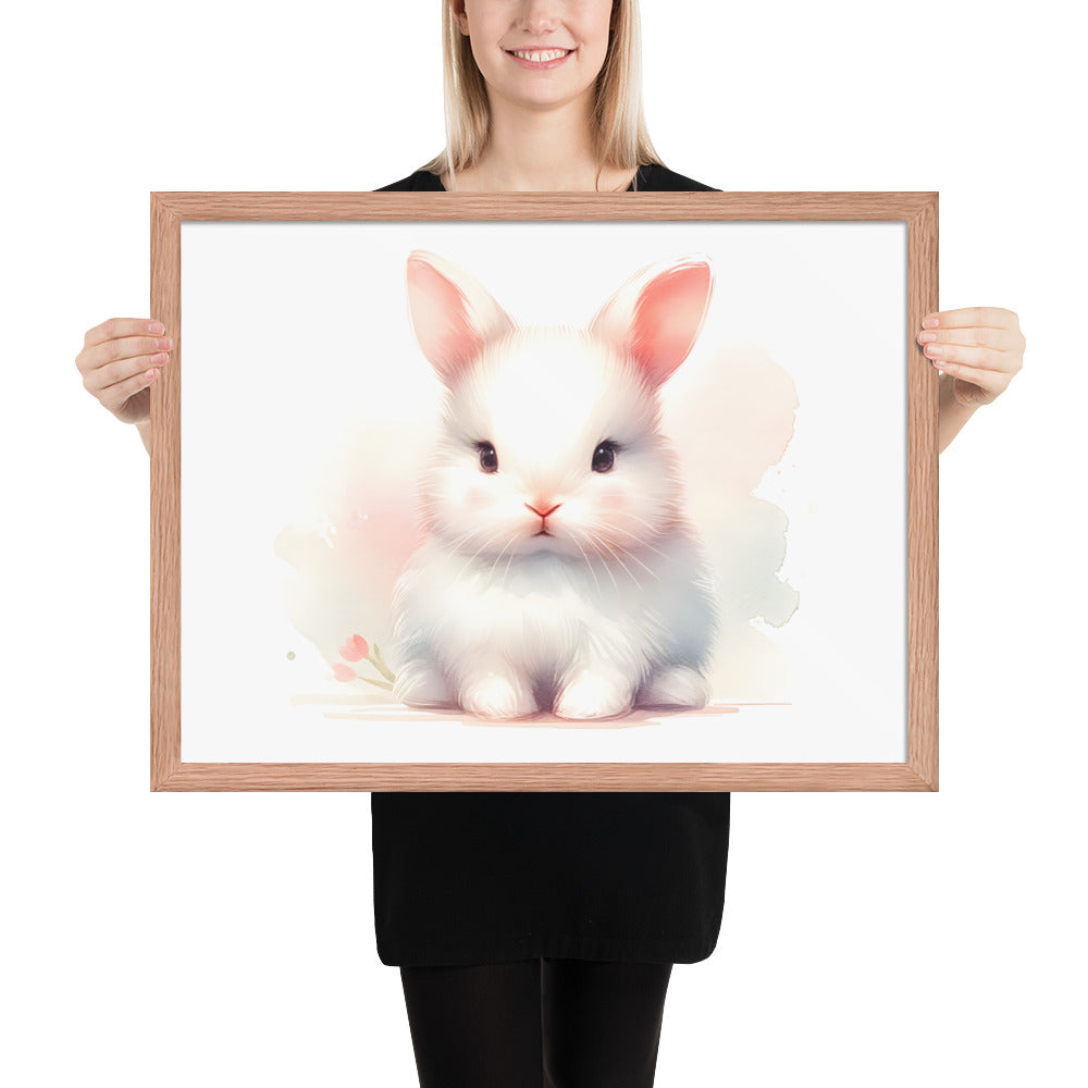 Baby Rabbit Bunny in Watercolors Framed Photo Paper Poster