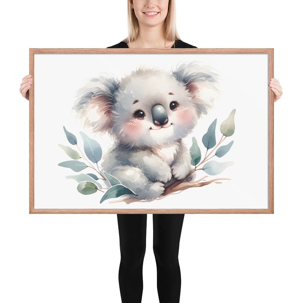 Baby Koala in Watercolors Framed Photo Paper Poster Var2