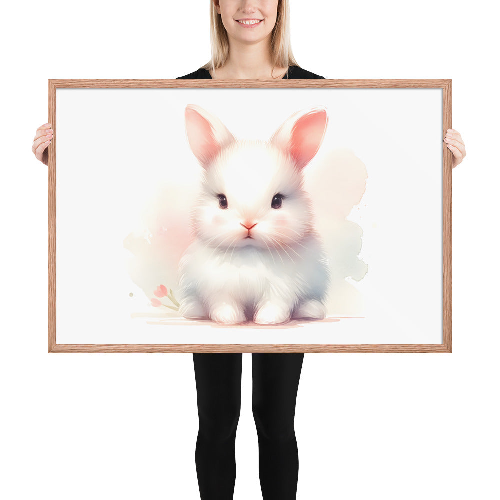 Baby Rabbit Bunny in Watercolors Framed Photo Paper Poster