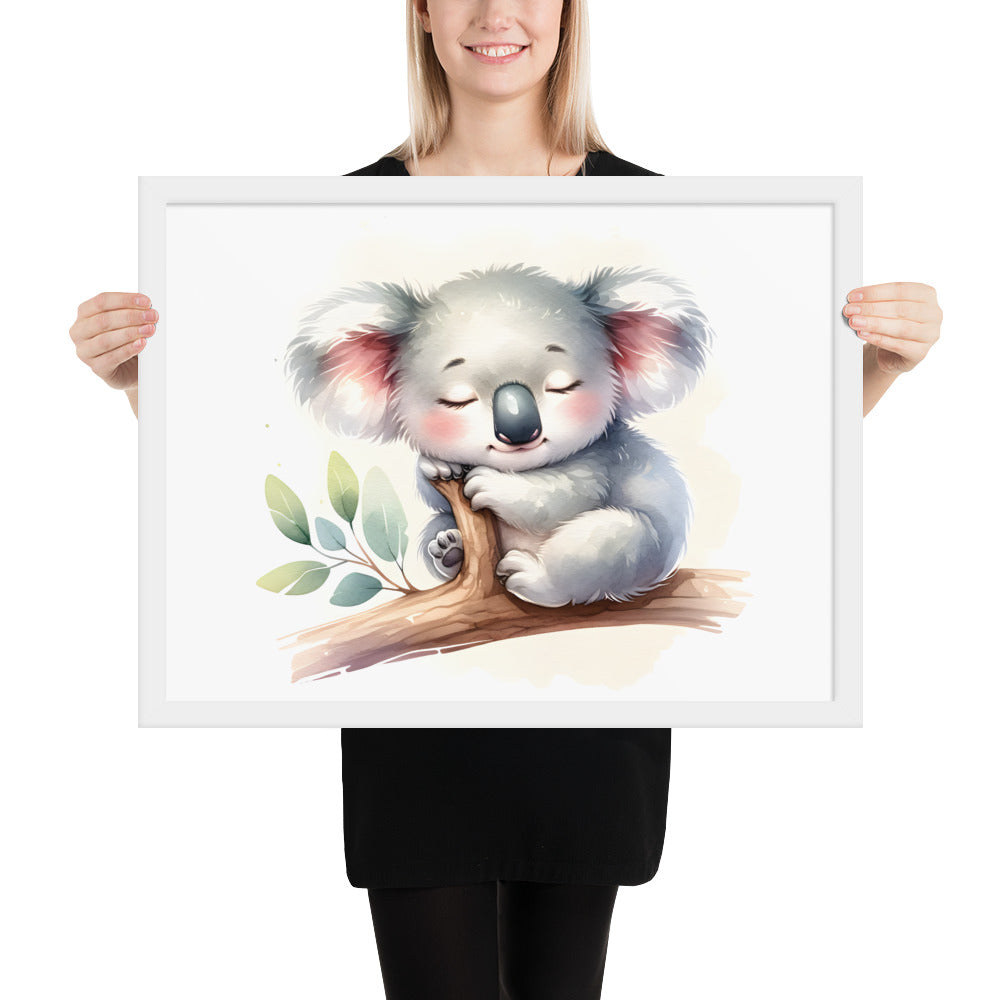 Baby Koala in Watercolors Framed Photo Paper Poster