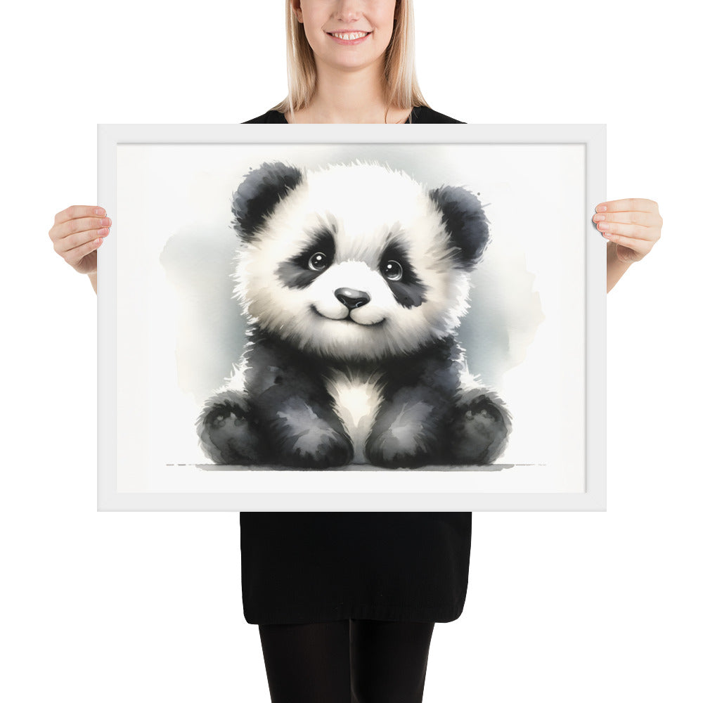 Baby Panda in Watercolors Framed Photo Paper Poster