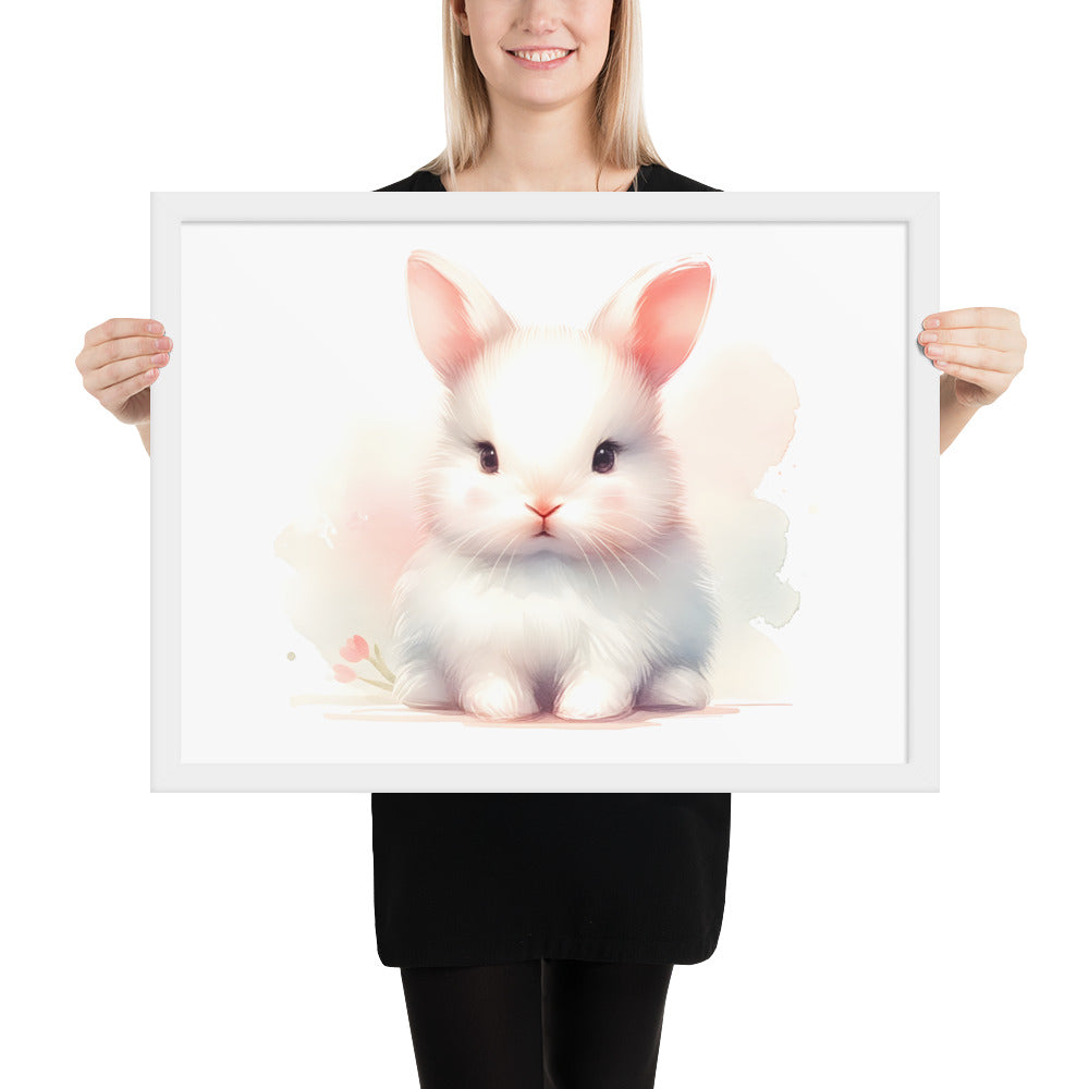 Baby Rabbit Bunny in Watercolors Framed Photo Paper Poster