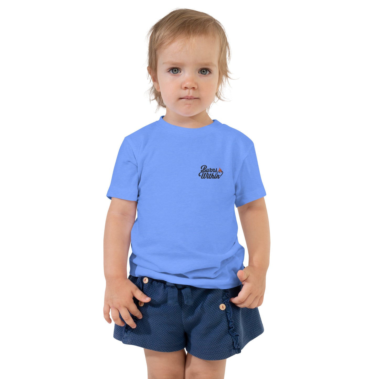 Burns Within Flaming Heart Embroidered Toddler Short Sleeve Tee