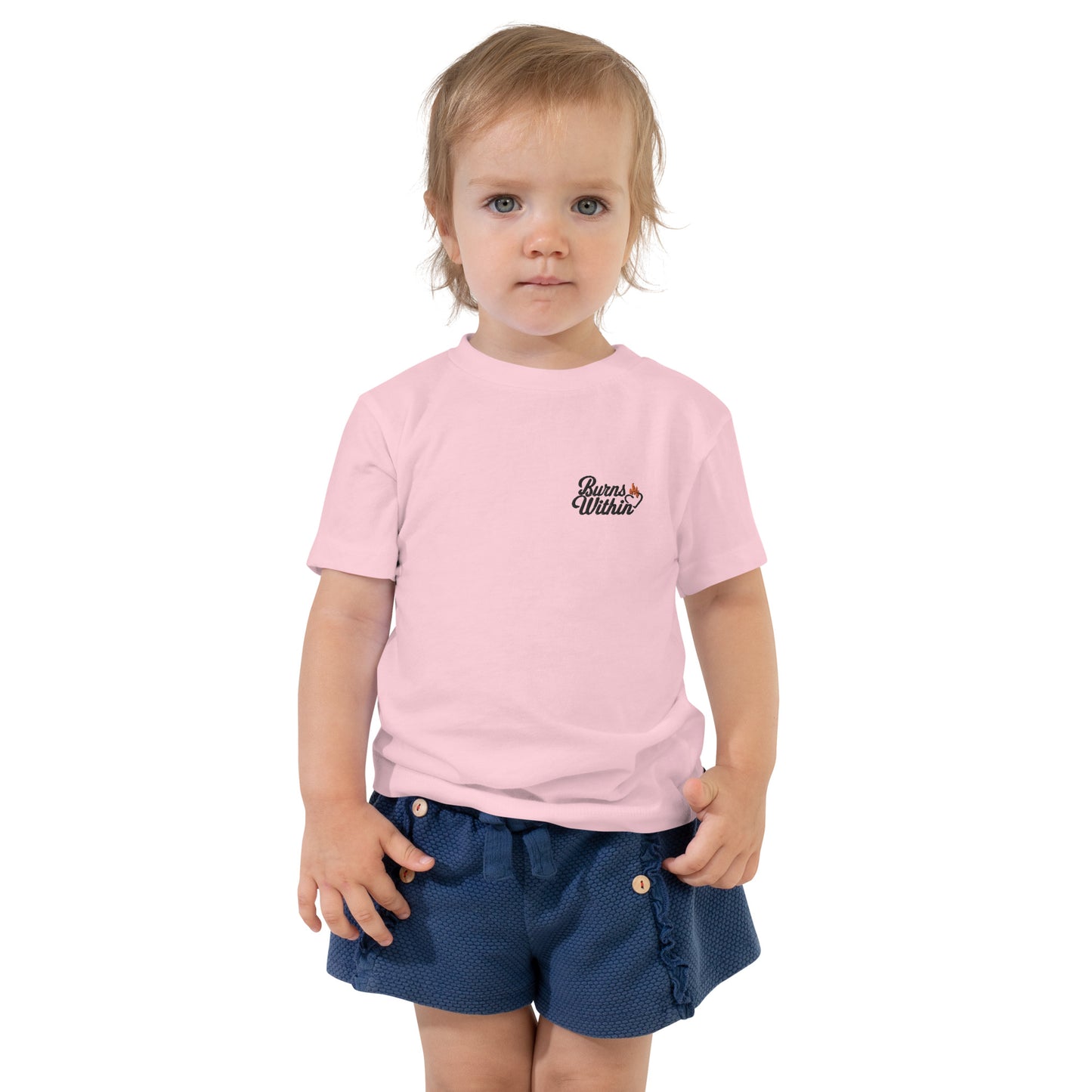 Burns Within Flaming Heart Embroidered Toddler Short Sleeve Tee