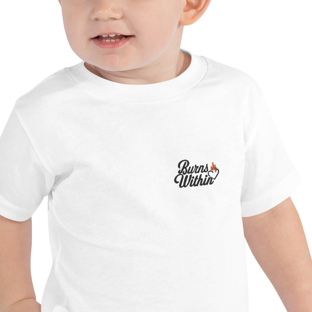 Burns Within Flaming Heart Embroidered Toddler Short Sleeve Tee