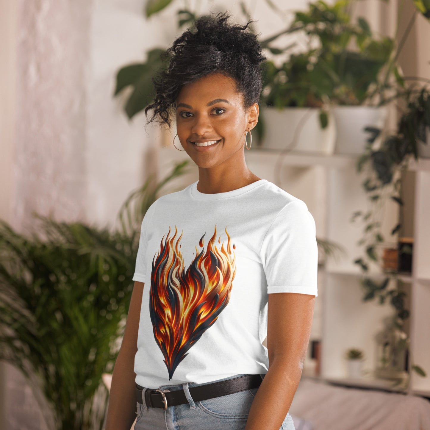 Flaming Heart Love Valentine's Day Short-Sleeve Unisex T-Shirt