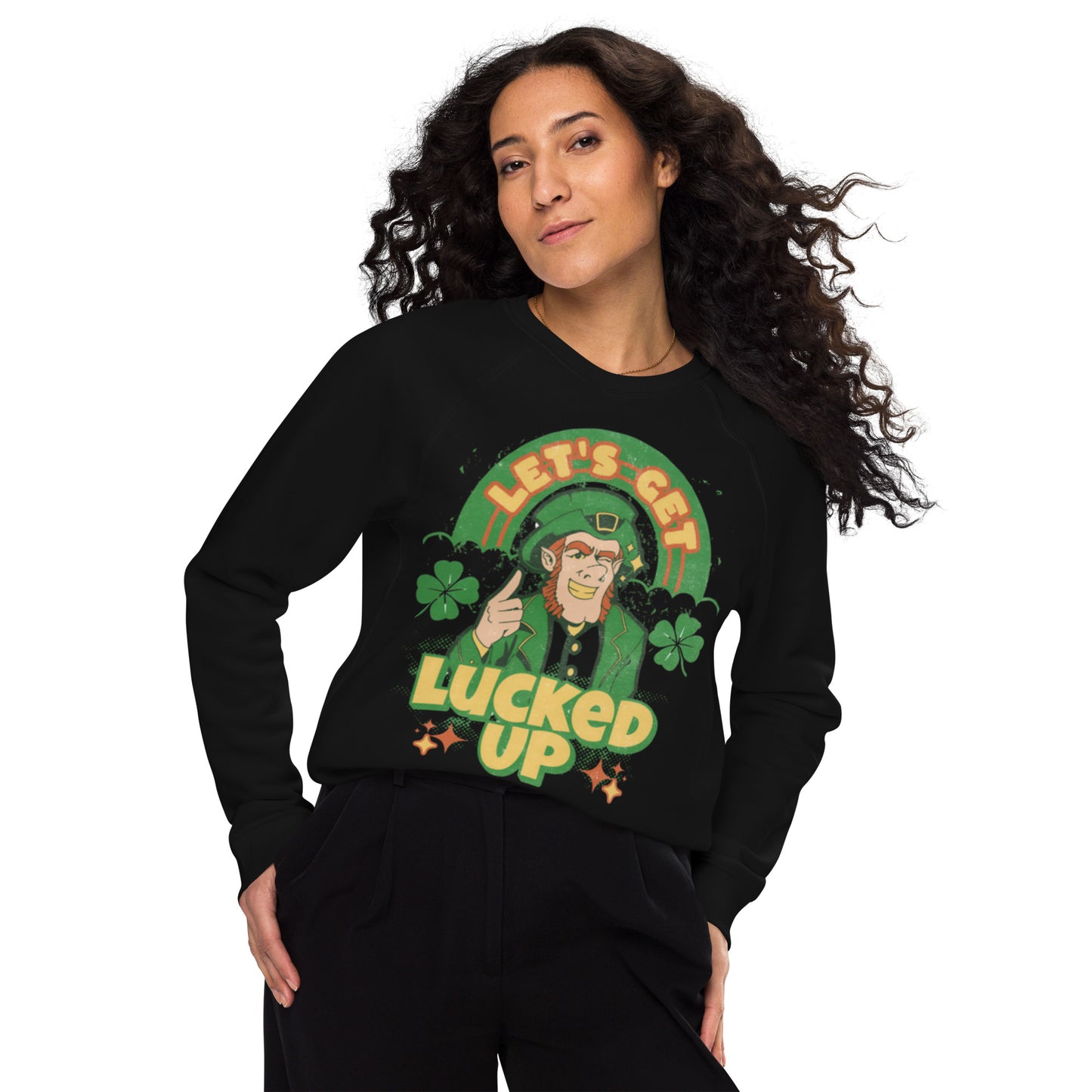 Let's Get Lucked Up St. Patrick's Day Unisex organic raglan sweatshirt