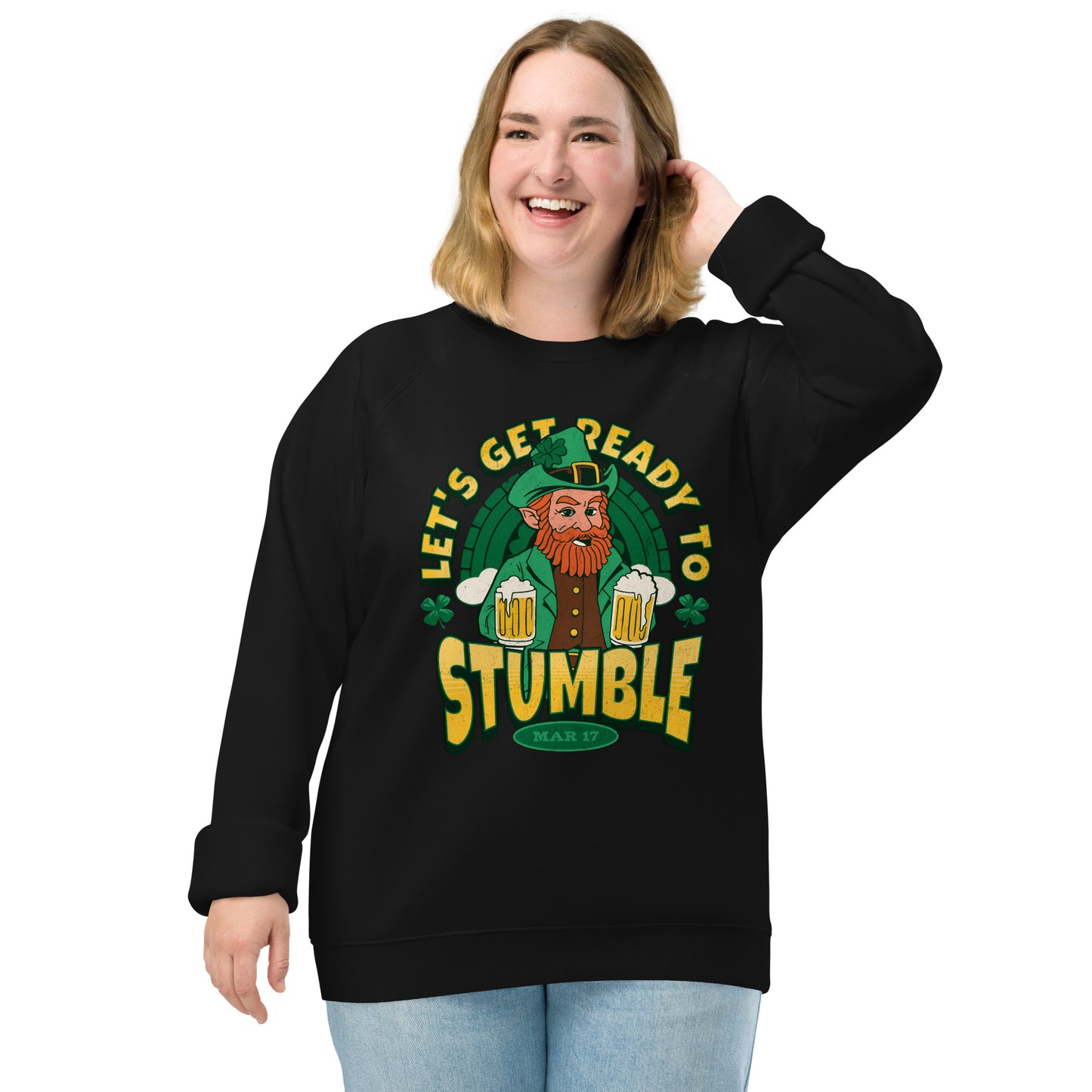 Let's Get Ready to Stumble St. Patrick's Day Unisex organic raglan sweatshirt