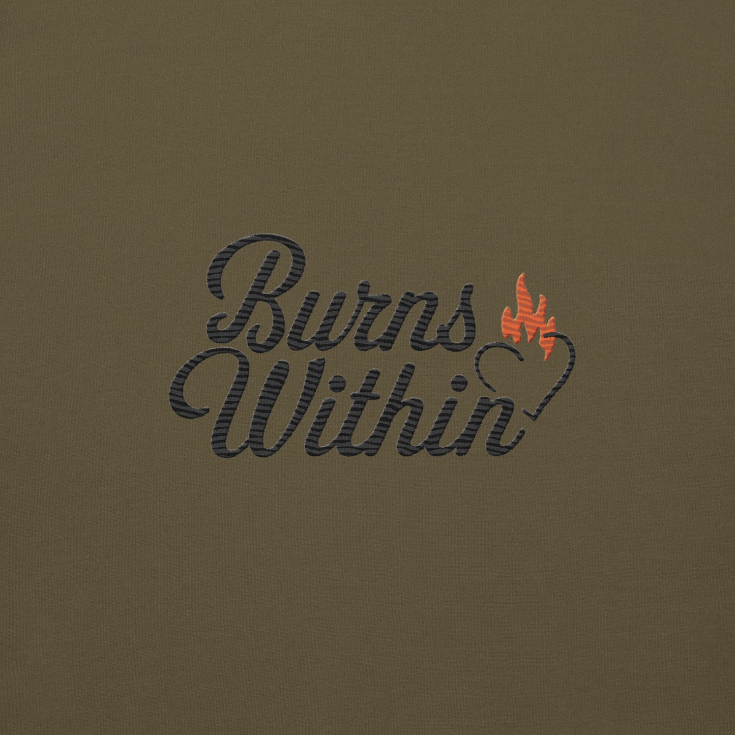 Burns Within Flaming Heart Embroidered Unisex Hoodie