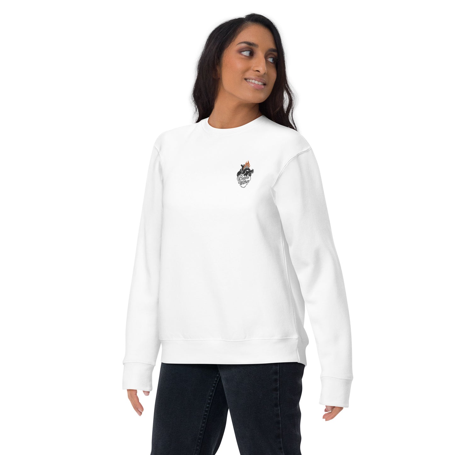 Burning Heart Embroidered Unisex Premium Sweatshirt