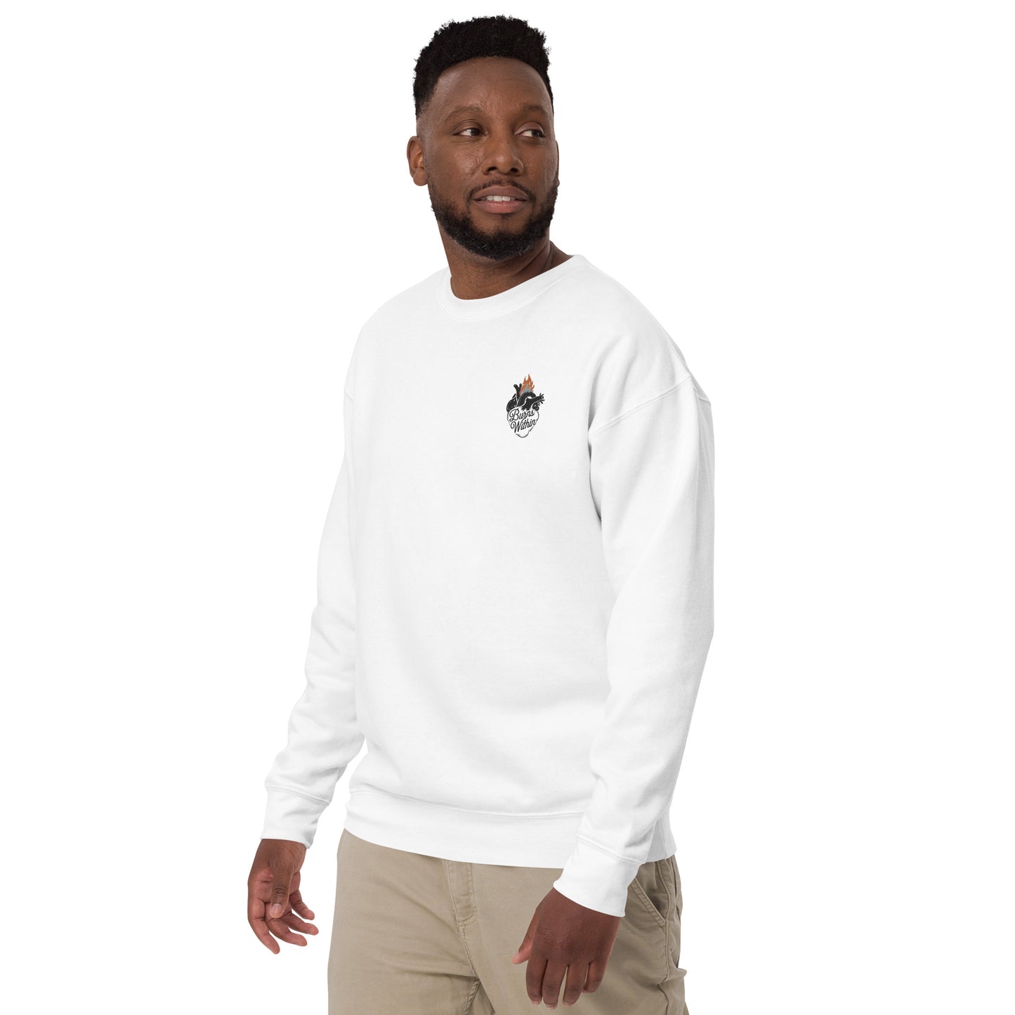 Burning Heart Embroidered Unisex Premium Sweatshirt