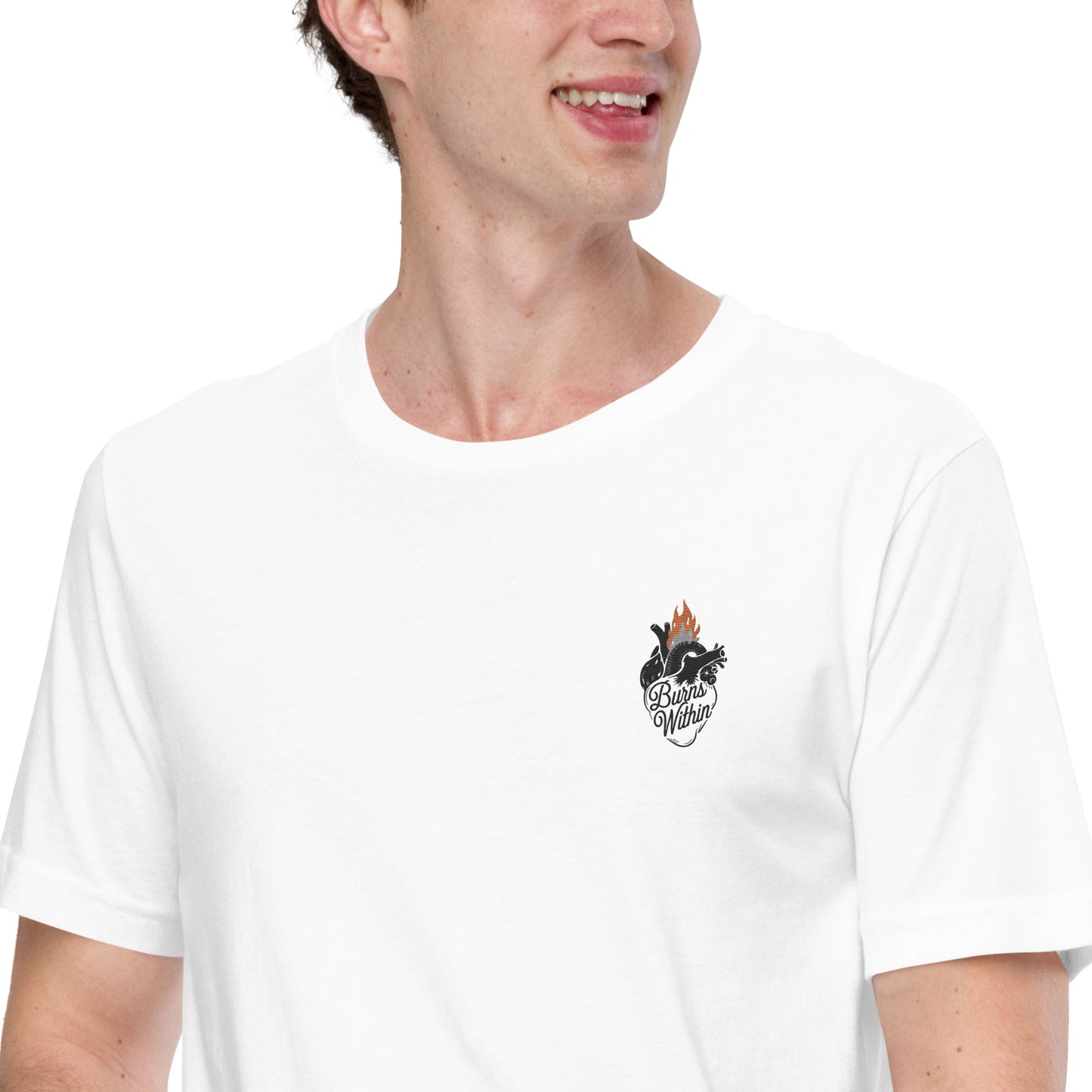 Burning Heart Embroidered Unisex t-shirt