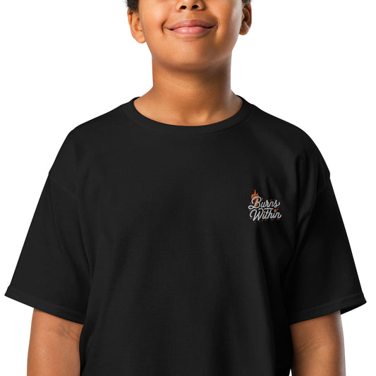 Burns Within Flaming B Embroidered Youth classic tee